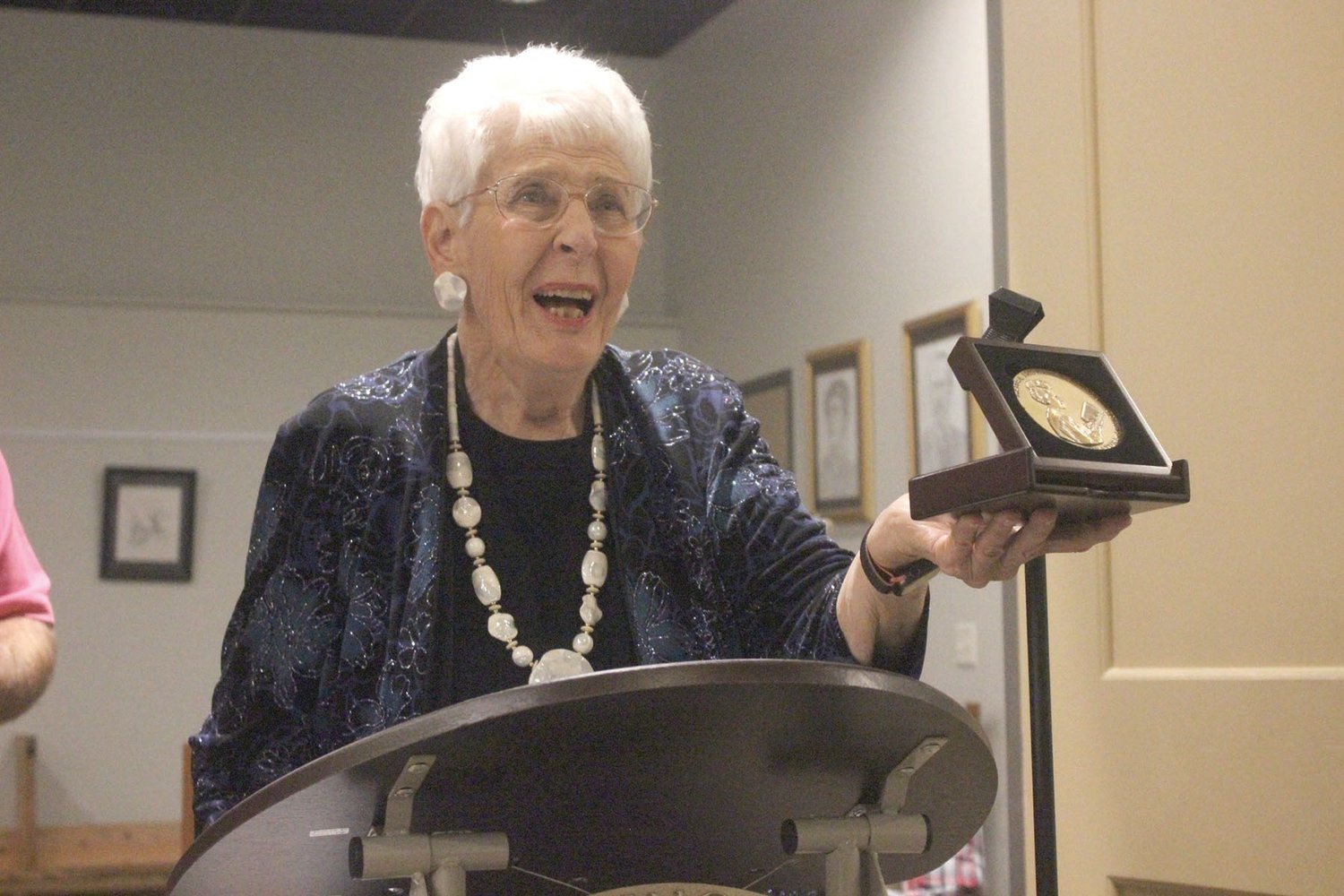Author Louise A. Jackson after receiving the Laura Ingalls Wilder Children’s Literature Festival Award at a Nov. 3 ceremony.